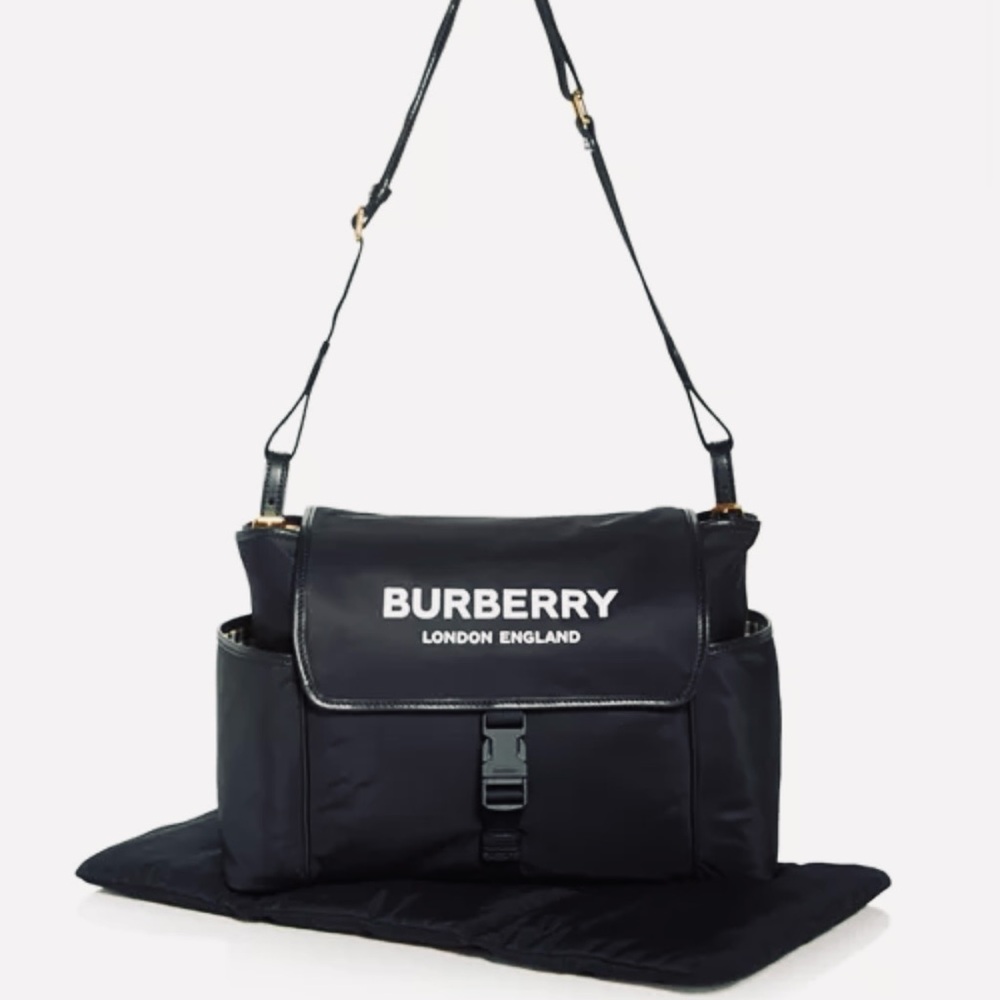 Burberry Black Messenger Bag with White Logo